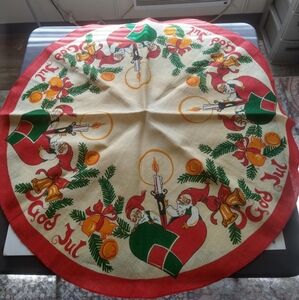 Rare Vintage European Christmas Round Table covers Set of 3